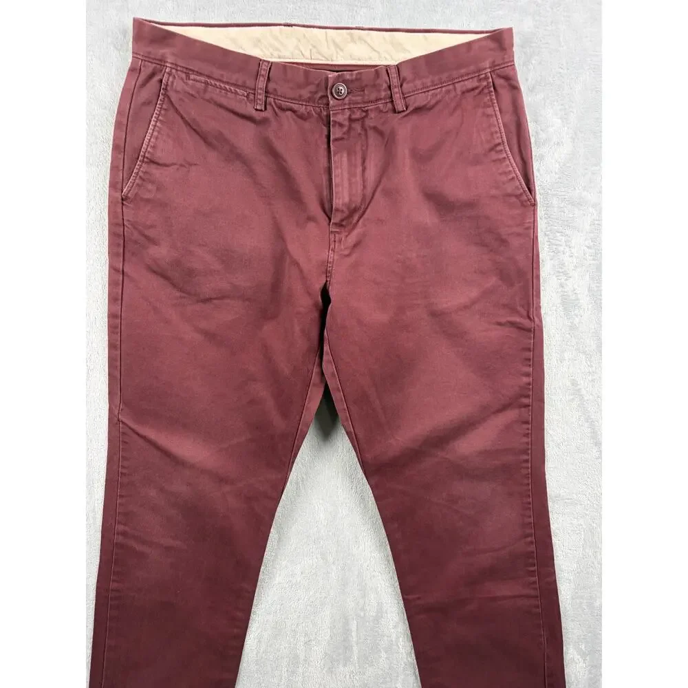 J.Crew Men's Broken-In Urban Slim Burgundy Chinos –  Size 33x30
